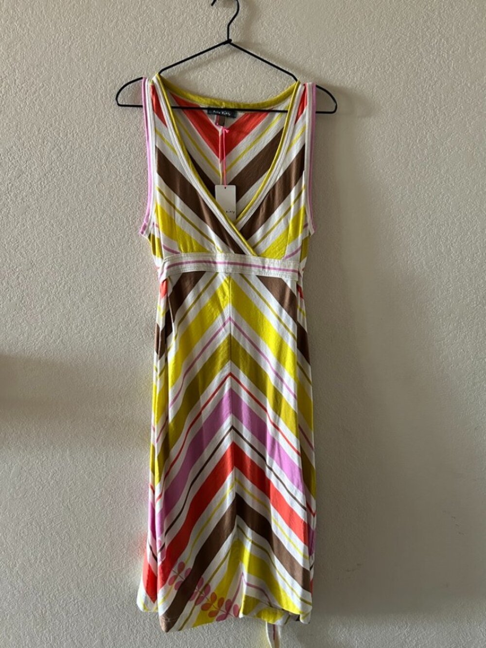 NEW Orla Kiely 100% Cotton Multicolored Chevron-Striped Sleeveless Dress Size 3